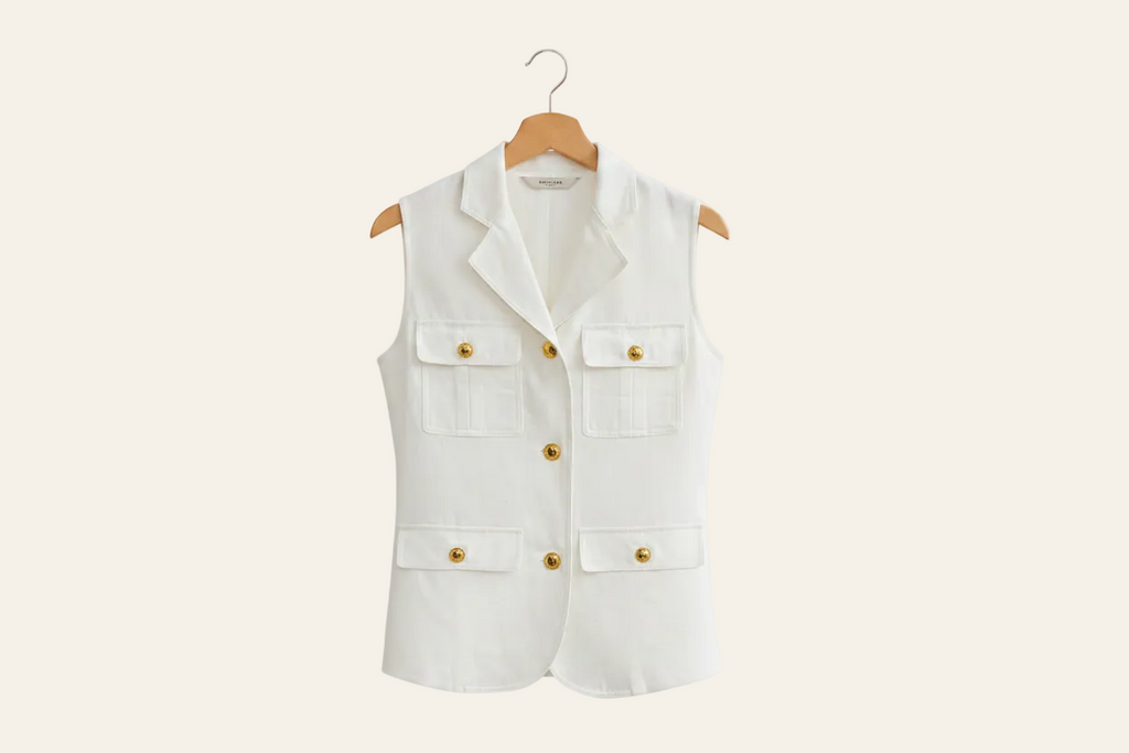Old Money Style Linen Waistcoat Sleeveless Tencel Linen Cotton Blazer Vest